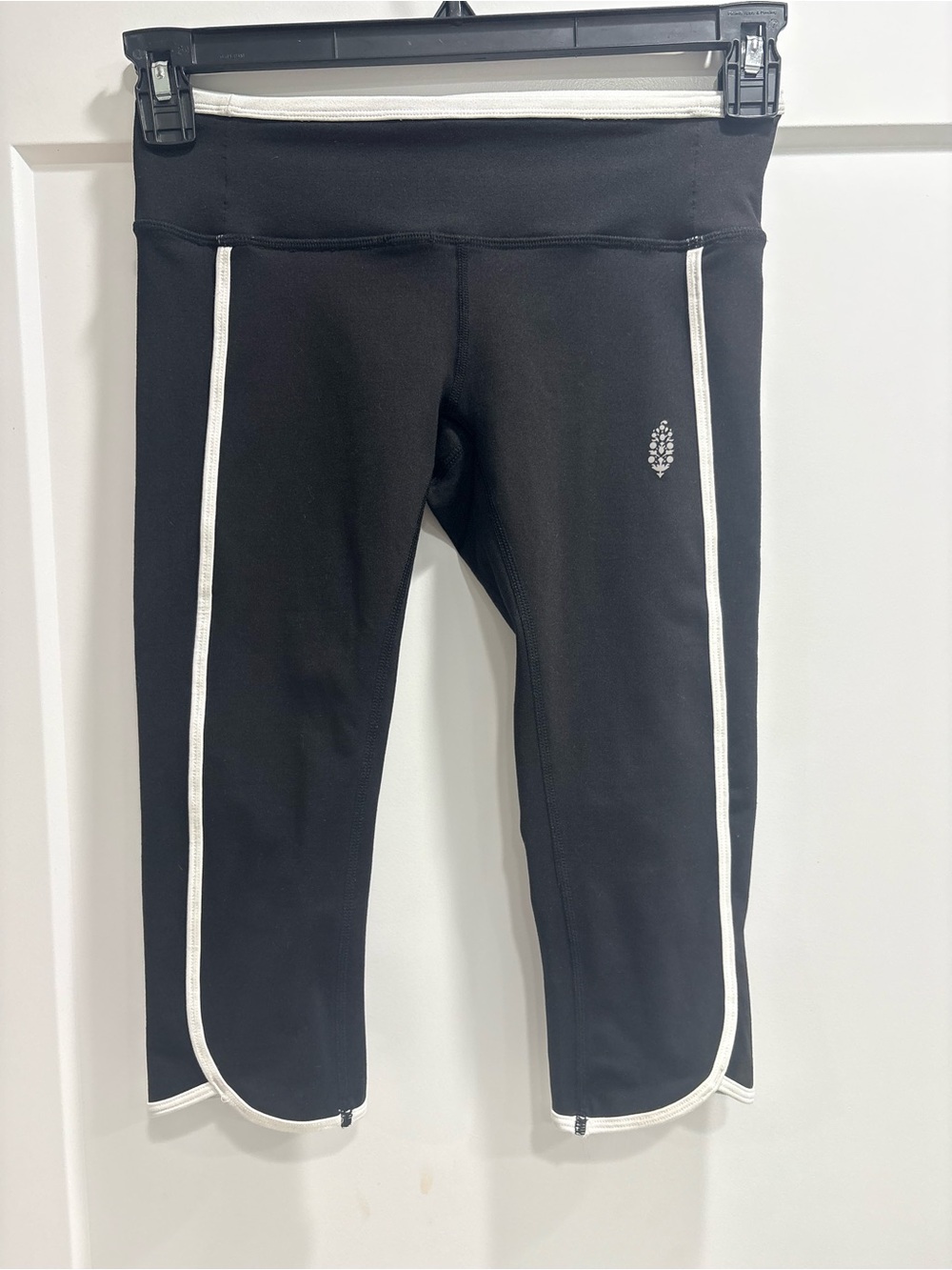 Free People Black Cropped Athletic Shorts with White Trim